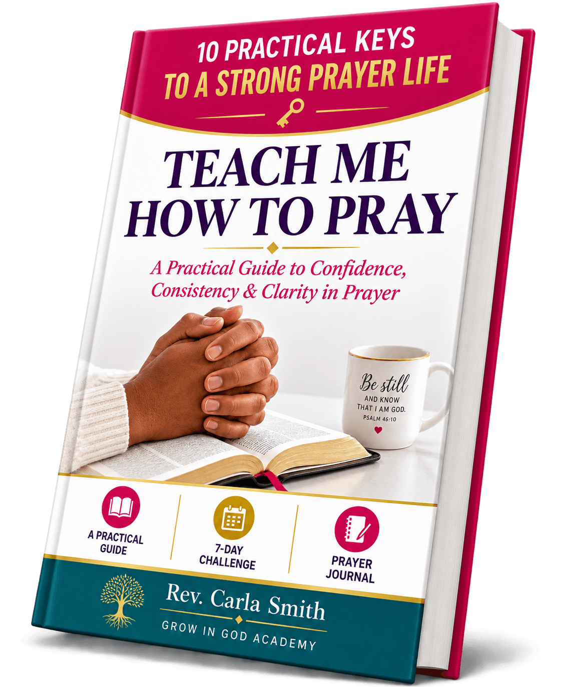 Teach Me How to Pray guide, shown as a 3D book mockup